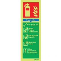 Dry Powder Fire Extinguisher Photoluminescent Vinyl Sign - 90 x 280mm - Sitesafe