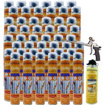 DSTOCK60 - Lot de 36 colles de montage polyuréthane + 1 pistolet + 1 nettoyant mousse - Mousse polyuréthane faiblement expansive pour le collage des