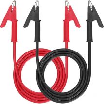 Laoa - Dual Ended Crocodile Alligator Clips, 15A Test Lead Wire Cable with Insulators Clips, 2 Pcs 3.3 ft/1m Test Flexible Cable with Protective Jack