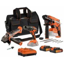 Dual Power Werkzeugset Bohrmaschine Schrauber Orange 20 Volt
