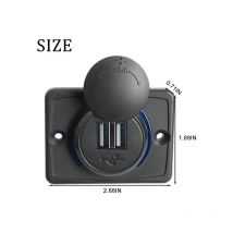 Ugreat - Dual-USB-Port-Steckdose, 3,1 a, Auto-Dual-Schwarz-ABS-USB-Port-Ladegerät, 12-V-LED-Steckdose, wasserdicht, USB-Ladegerät mit LED-Öffnung,