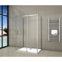 Mampara de Ducha, Dos Paneles laterales, mampara de 8 mm con tratamiento antical cristal templado 150x80x80x195cm