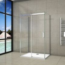 Aica Sanitaire - Mampara de Ducha, Dos Paneles laterales, mampara de 8 mm Easy Clean Cristal templado 110x80x80x195cm