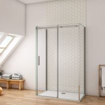 Ducha Casa - 140x70x70x195cm Mampara de ducha frontal corredera con Dos laterales fijos, 8mm cristal templado Tratamiento antical, marco de aluminio