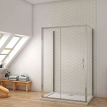 Ducha Casa - 170x80x80x185cm Mampara de ducha frontal corredera con dos lateral fijo, 5mm cristal templado, marco de aluminio cromado