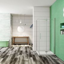 Ducha Casa - 70x90x195cm Mampara de ducha plegable con bisagra tres hojas(dos plegables y una fija), 6mm cristal templado antical, barra de sujeción