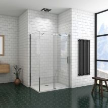 135x80xx195cm Mampara de ducha corredera tres hojas(una corredera y dos fias ), 8mm cristal templadol antical, marco de aluminio cromado - Ducha Casa