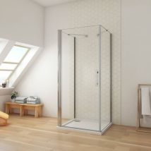 Ducha Casa 80x90x90x195cm Mampara de ducha angular abatible tres hojas, 6mm cristal templado antical, barra de sujeción incluido, marco de aluminio