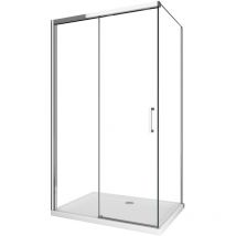 Giorgy - Ducha de esquina con panel lateral fijo y puerta frontal con cierre suave amortiguado h 200 8 mm marco cromo Cm 90 (88-90) x 140 (137-140)