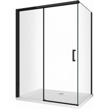 Giorgy - Ducha de esquina con panel lateral fijo y puerta frontal con cierre suave amortiguado h 200 8 mm marco negro mate Cm 100 (98-100 ) x 170