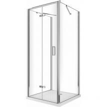 Giorgy - Cabina de ducha de 3 lados con apertura plegable tipo libro H.190 cromo transparente anticalcáreo medidas 72,5-75 dos panel fijo + puerta
