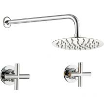 Ducha empotrada bimando redonda de 1 salida/vía cromado serie Nalon - 30cm - Valaz