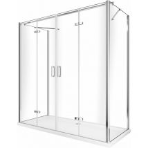 Giorgy - Caja de ducha de 3 lados con entrada libre, apertura central total abatible y dos paredes laterales 62,5-65 dos panel fijo + puerta 188,5-192