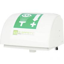 B-safety - Ducha ocular de línea premium con contenedor de recuperación + montaje en la pared de montaje en caché