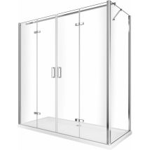 Giorgy - Caja de ducha con entrada libre, apertura plegable tipo libro y panel fijo reversible h 190 cromo transparente antical 72,5-75 Fijo + Puerta