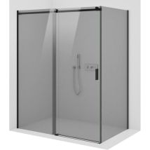 Bernstein - Cabina de ducha angular Cristal ahumado negro mate Cabina de ducha con puerta corredera - NT806 flex 120x80x195cm, Cristal esg 8mm grueso