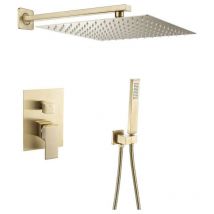 Conjunto de ducha empotrada monomando a pared tilso oro cepillado 25 cm x 25 cm Dorado