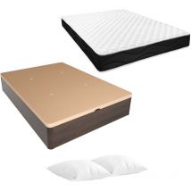 Pack Canapé Abatible Drago Wengué- Gran Capacidad+Colchón Viscoblack-Viscoelástico,(OBSEQUIO 1 almohada) (envio y montaje incluido) - Duérmete Online