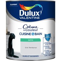 Peinture Intérieure Crème de Couleur Cuisine et Salle de bain - Satin Gris Tendance 0,75 l - Dulux Valentine