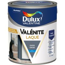 Peinture Laque Valénite Intérieur et Extérieur Multi-supports - Finition parfaite et lisse, Haute Résistance - Mat Onde Grise 2 l - Dulux Valentine