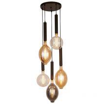 Searchlight - Suspension lampe suspendue plafonnier métal noir réglable en hauteur h 120 cm