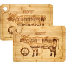 Dunedesign - 2x Tablas de Cortar 33x23cm con ranura de goteo 20mm de espesor Bambú