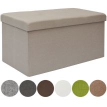 Dunedesign - Banc de Rangement 76x38x38cm coffre pliant 80L rembourré Beige