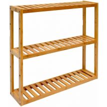 Dunedesign - Estantería Pared Bambú - 60x54x15 Estante de Madera Baño Cocina - Soporte Planta