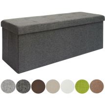 Ottomana xxl pieghevole 110x38x38cm incl 2 pareti divisorie 120L Panca contenitore Cassapanca imbottita Grigio Scuro - Dunedesign