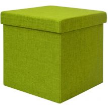 DuneDesign Poggiapiedi a cubo 38cm apribile contenitore Sgabello quadrato imbottito pieghevole Pouf con vano per riporre oggetti contiene 42L Verde