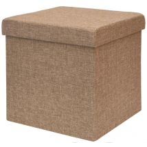 Dunedesign - Pouf 38cm avec coffre de rangement 42L Repose-pieds en forme de cube avec couvercle rembourré Bouts de canapé pliant Tabouret Marron