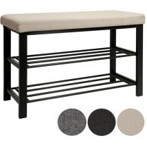 Dunedesign - Range-chaussures avec Banquette 81x32x46cm Porte-chaussures 2 étagères avec Banc pour s'asseoir Meuble à chaussures avec Siège Beige