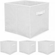Set 4 Boîtes de Rangement ouvertes 33x38x33cm pliantes pour étagère Kallax Expedit anses en tissu Blanc - Dunedesign