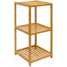 Dunedesign - tagère en bois 38x39,5x83cm 3 tablettes superposées lattes en bambou meuble à rayonnages de salle de bain
