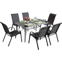 Textilene Gartenmöbel Cordoba + Porto 6 Personen Dunkelgrau