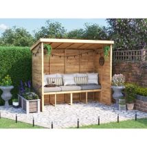 Dunster House Ltd. - Dunster House Garden Arbour With Pent Roof, W2.4m x D1.2m / W8' x D4', Pressure Treated, Apocallipo