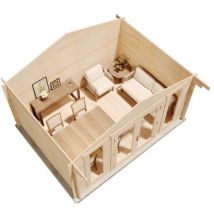 Alpholz - Gartenhaus Mirko Modern aus Holz Holzhaus Blockbohlenhaus, 28 mm Wandstärke, Imprägnierung (Transparent)