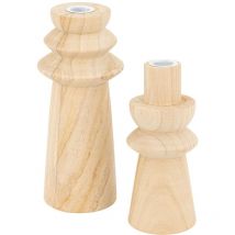 Duo de bougeoirs en bois