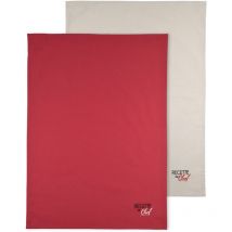 Duo de torchons brodés Rouge 50x70 cm