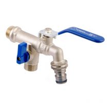 Idmar - Duo Garden Patio Brass Tap Valve Water Faucet with Handle 1/2' x 1/2' bsp