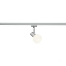 Duoline Antibes Spot Orentabile Metallo Acciaio Satinato e Vetro Sfera Bianca l. 9Cm