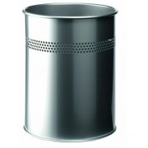 Durable - Waste Bin Metal Round Perforated 15 Litre 30mm Silver 330023