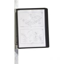 Support mural pour panneau transparent vario magnet wall 5 noir din A4 Nombre de pochettes transparentes inclus - Durable
