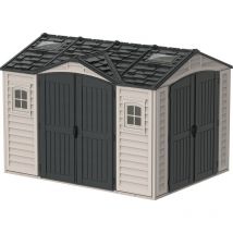 DURAMAX Abri PVC DARK GREY Apex 8,05m² - kit fondation, 2 fenêtres, 2 puits de lumière - Gris