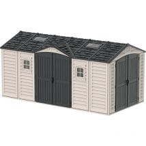 Abri pvc dark grey Apex 11,95m² - kit fondation, 2 fenêtres, 2 puits de lumière - Gris - Duramax