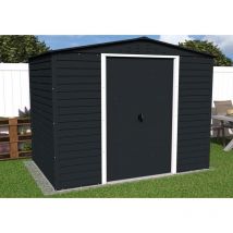 Metall-Gerätehaus Alpine 2,4x1,8m Gerätehaus aus Metall in Anthrazitgrau, Geräteschrank mit 0,31 mm Wandstärke Gartenhaus Anthrazitgrau - Duramax