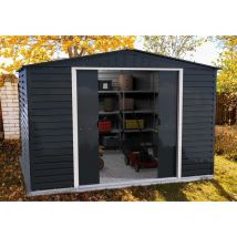 DURAMAX Metall-Gerätehaus Alpine 3x3m Gerätehaus aus Metall in Anthrazitgrau, Geräteschrank mit 0,31 mm Wandstärke Gartenhaus