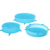 Durandal Silikondeckel 3er-Set groß blau 14,5 cm, 16,5 cm und 21,5 cm.