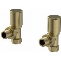 Duratherm - Angled Brushed Brass Radiator Valves - 15mm