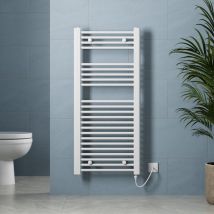 Galiflo - White Heated Towel Rail Radiator Flat Straight Electric Bathroom Heating 1100 x 500mm